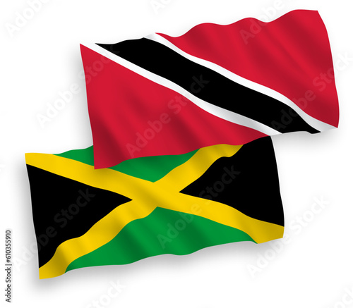 Flags of Republic of Trinidad and Tobago and Jamaica on a white background