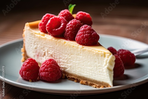 Sweet and Creamy Vanilla Cheesecake Delight. Decadent Homemade cake. Sweet Dessert on a Plate