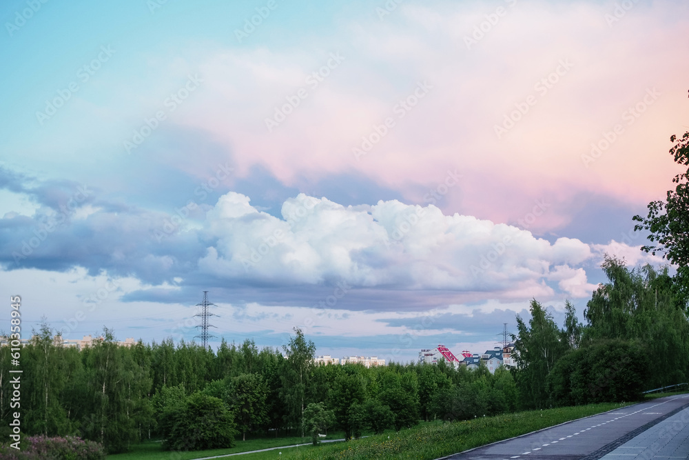 Beautiful clouds after rain at sunset Beautiful clouds after rain at sunset