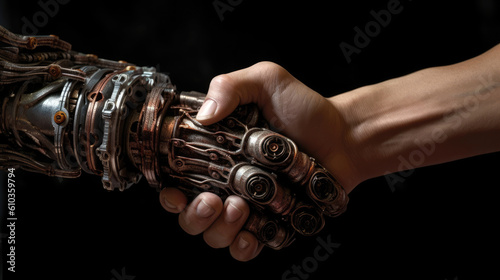 Human and Robot handshake. ...