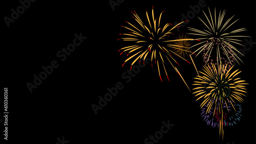 Festival Vector Fireworks on Black backgrounds