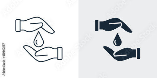 Save water drop icon outline and vector.   Blood Donation concept illustration Icon, Drop, Water, Symbol, Washing Hands
