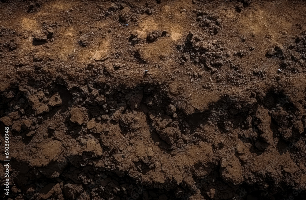 Compost dirt soil agricultural wallpaper, dirt texture in the style of national geographic. Generative Ai. Compost dirt soil agricultural wallpaper, dirt texture in the style of national geographic. Generative Ai.