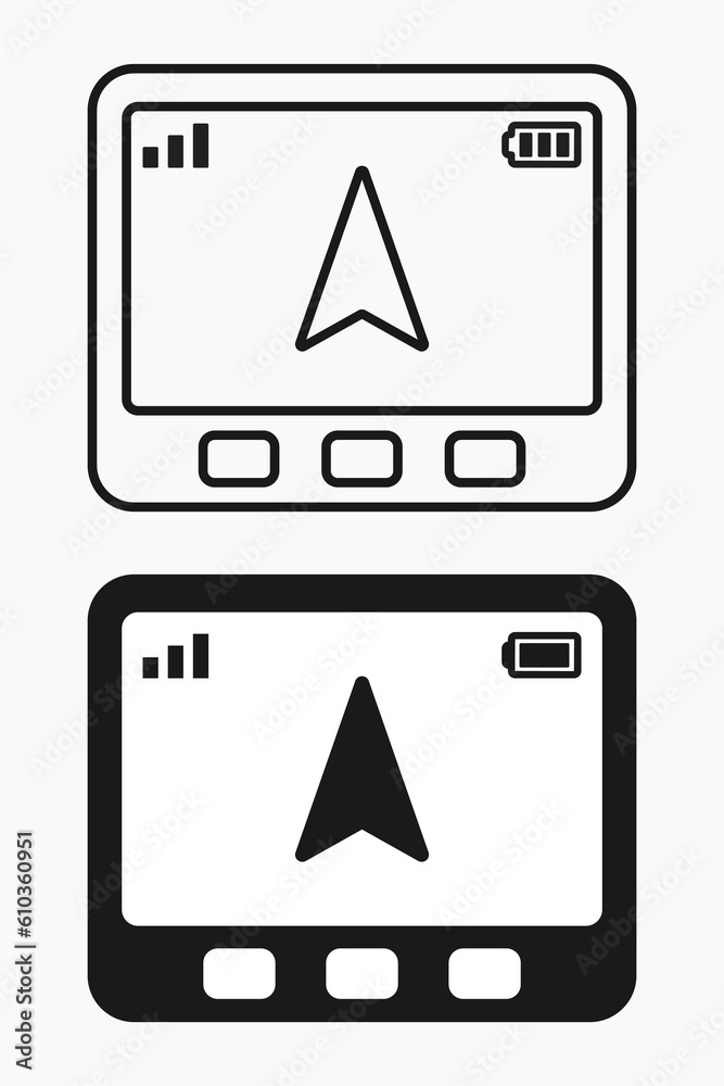 portable gps car navigation system line shape icon vector flat illustration