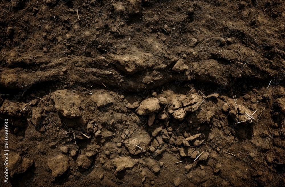 Compost dirt soil agricultural wallpaper, dirt texture in the style of national geographic. Generative Ai. Compost dirt soil agricultural wallpaper, dirt texture in the style of national geographic. Generative Ai.
