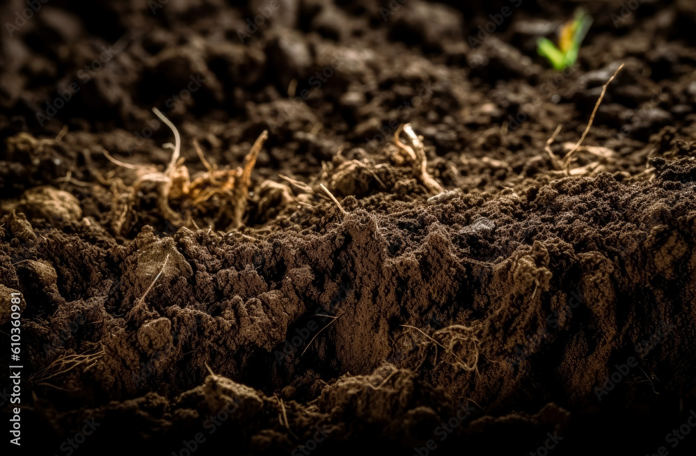 Compost dirt soil agricultural wallpaper, dirt texture in the style of national geographic. Generative Ai. Compost dirt soil agricultural wallpaper, dirt texture in the style of national geographic. Generative Ai.