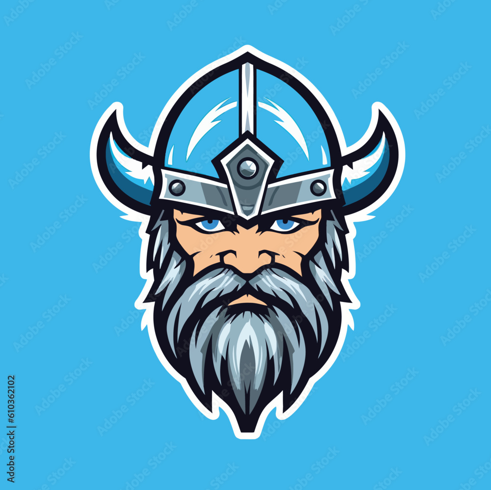 Blue Ice Viking Esports Logo Mascot Vector Illustration