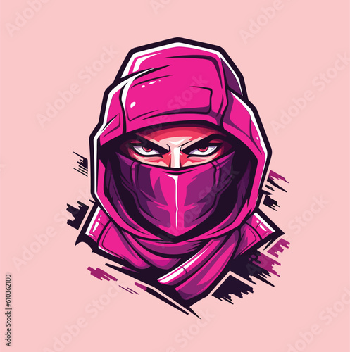 Ninja Ronin Esports Logo in Magenta Mascot Vector Illustration
