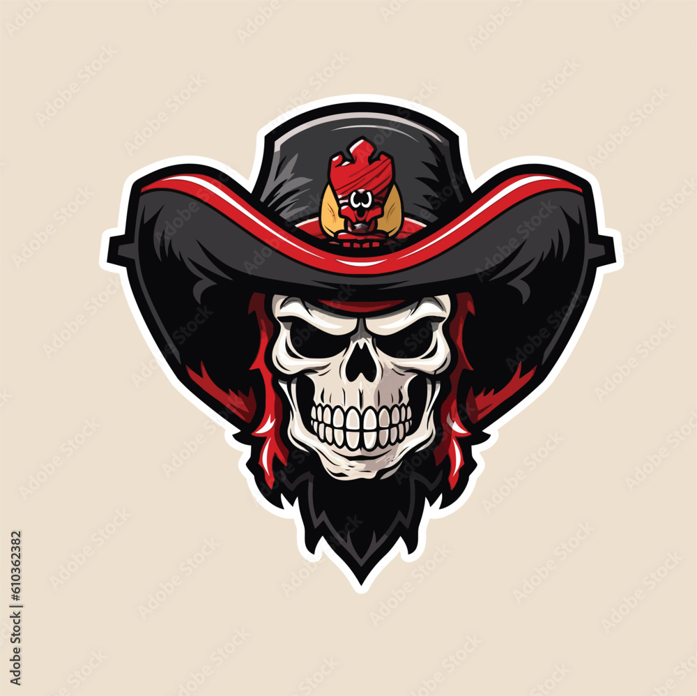 Skull Cowboy Rider Esports Logo Mascot Vector Illustration