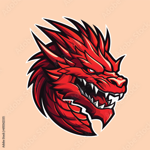 Red Dragon Head Esports Logo Mascot Vector Illustration