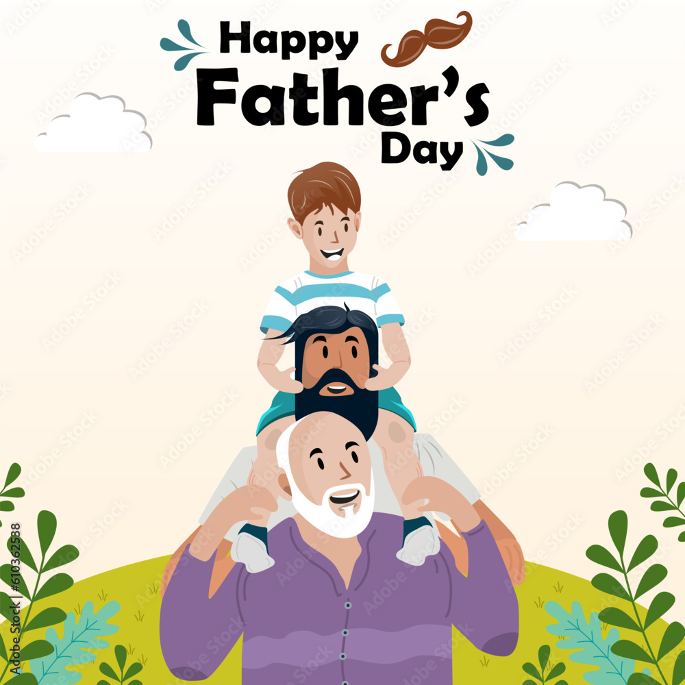 happy fathers day vector flat illustration happy fathers day vector flat illustration