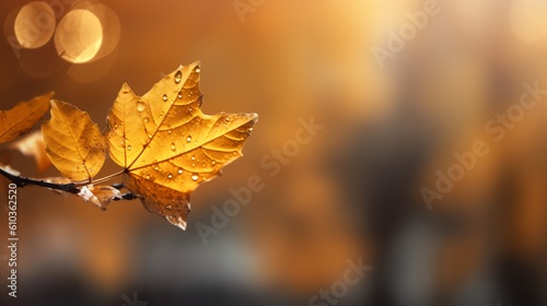 Autumn yellow leaf background  illustration for product presentation template  copy space. Ai generative