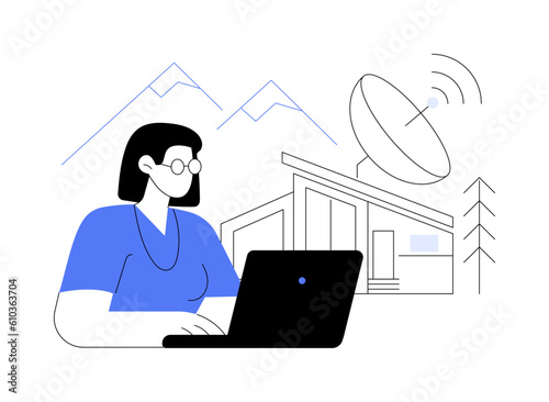 Space internet abstract concept vector illustration.