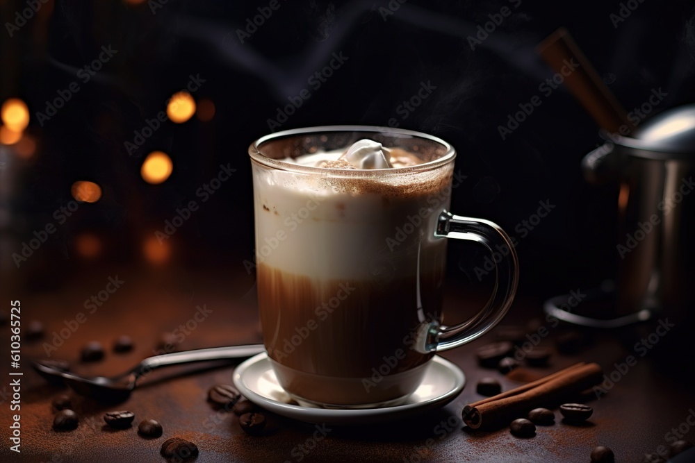 Iced Dalgona Coffee, a trendy fluffy creamy whipped coffee. Generative AI Iced Dalgona Coffee, a trendy fluffy creamy whipped coffee. Generative AI