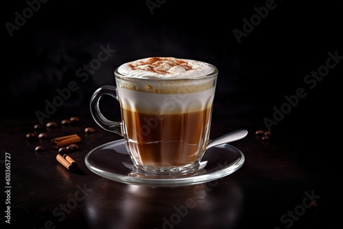 Iced Dalgona Coffee, a trendy fluffy creamy whipped coffee. Generative AI