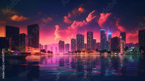 80's Vibes, city skyline at night © Cool Illustrations
