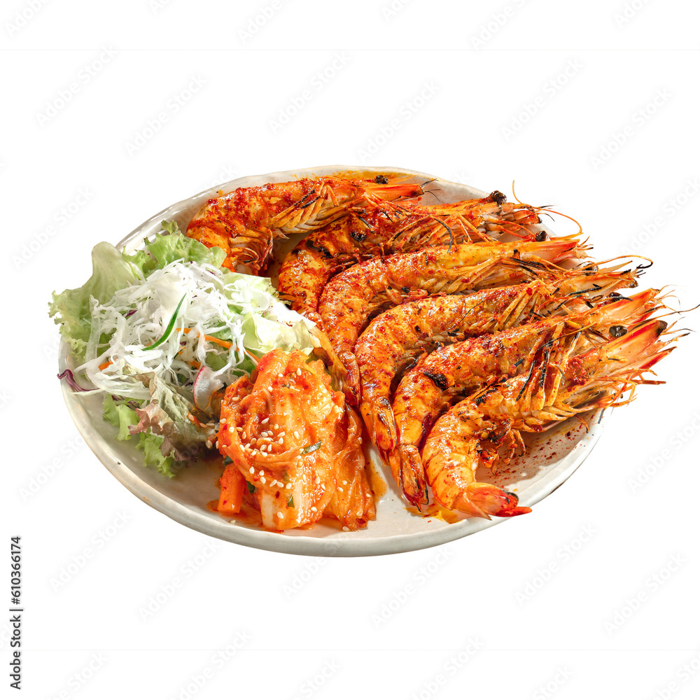 Transparent background of grilled shrimps Transparent background of grilled shrimps