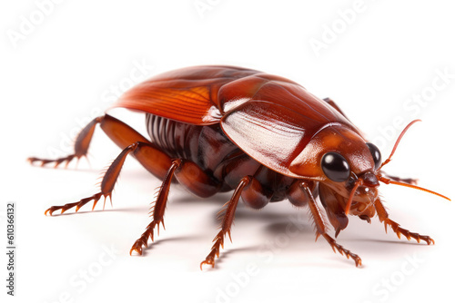 brown cockroach on white background. Ai generative