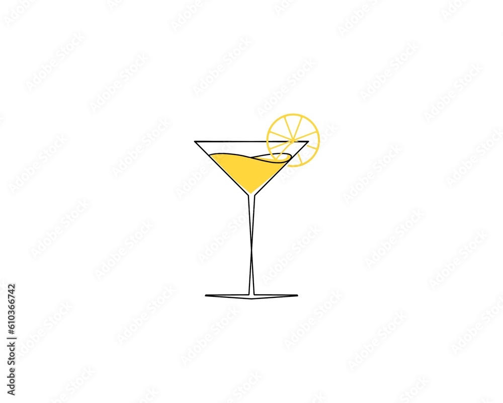 glass with cocktail lemon glass with cocktail lemon