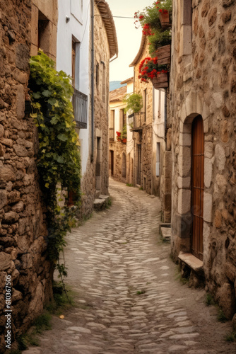 Captivating allure of a medieval town in Merengue  Spain. Generative AI