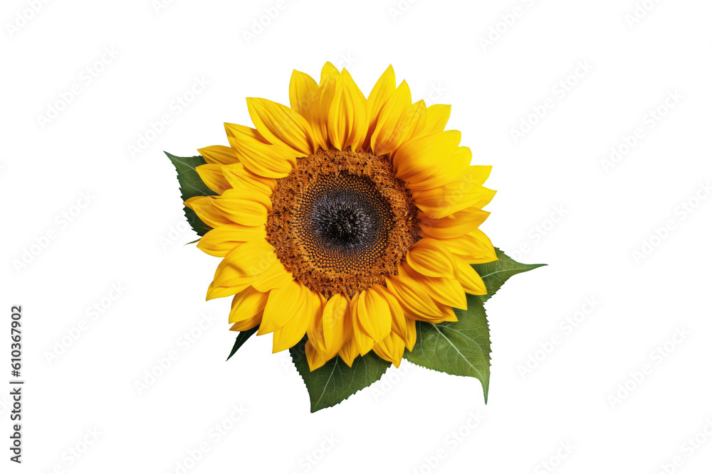 Fototapeta premium Sunflower bloom on transparent background. Generative Ai