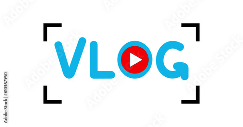 Blog, broadcasting multimedia source with old-fashioned mic vector. Live vlog logo, flat style