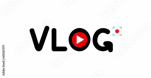 Live vlog logo, flat style