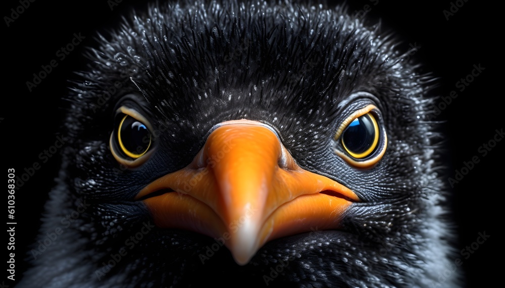 Selfie mit extrem detaillierter Nahaufnahme eines Pinguins im Gesicht - Generative AI Selfie mit extrem detaillierter Nahaufnahme eines Pinguins im Gesicht - Generative AI