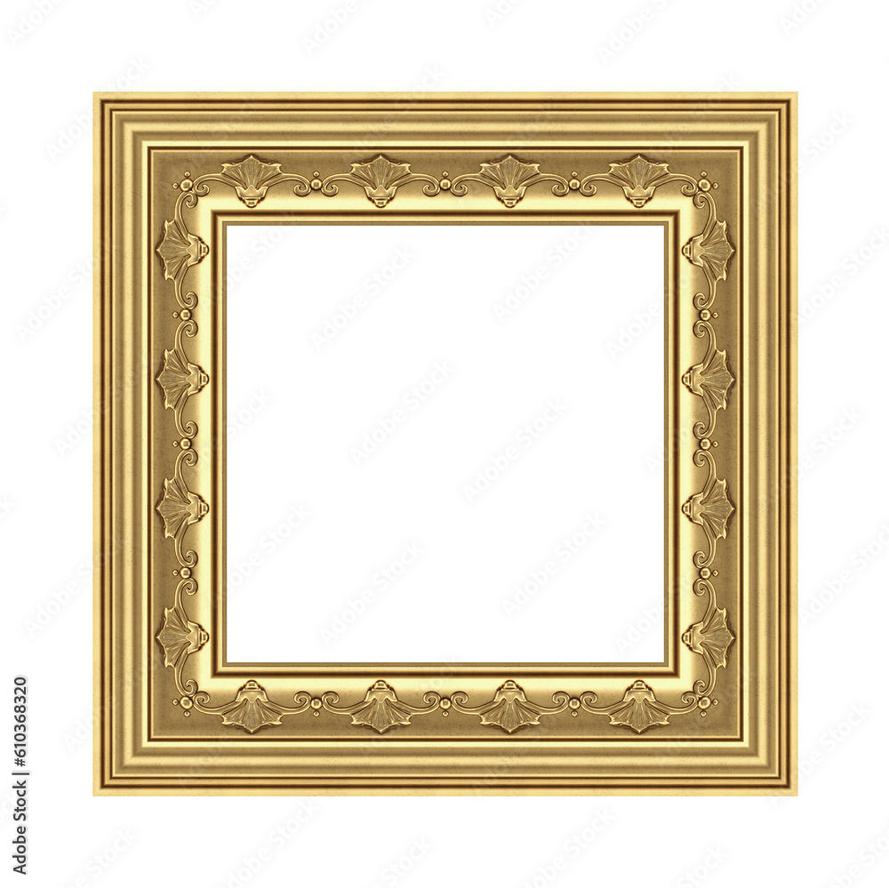 3d render antique classic golden frame isolated on white background 3d render antique classic golden frame isolated on white background