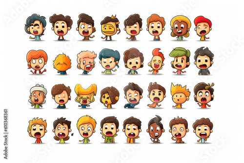 cartoon, pattern, vector, icon, people, illustration, set, seamless, boy, animal, child, character, face, wallpaper, symbol, fun, design, baby, kid, skull, art, funny, color, children, smile