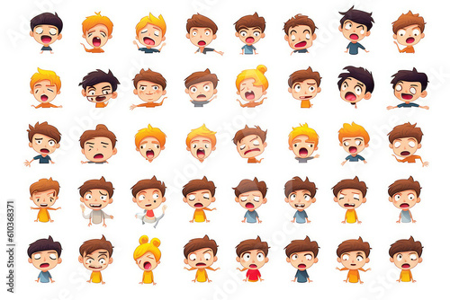 cartoon, pattern, vector, icon, people, illustration, set, seamless, boy, animal, child, character, face, wallpaper, symbol, fun, design, baby, kid, skull, art, funny, color, children, smile