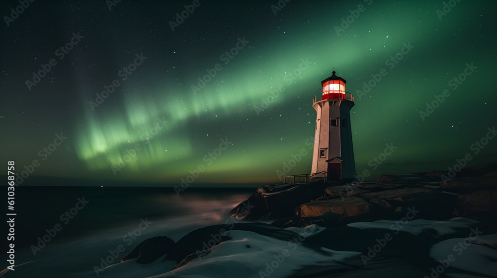 Lighthouse Portrait Under Aurora