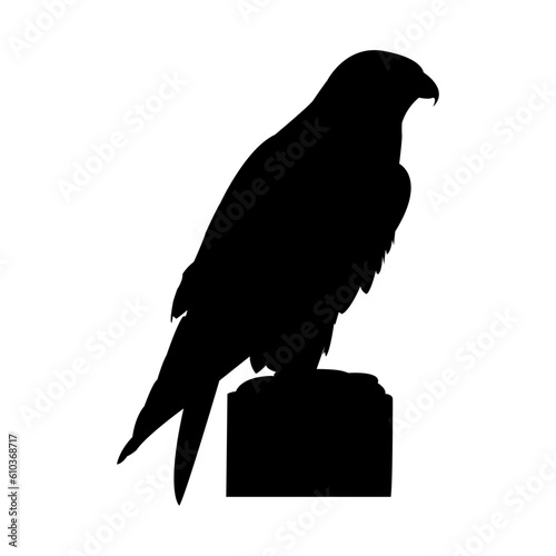 Eagle sitting on wood trunk
