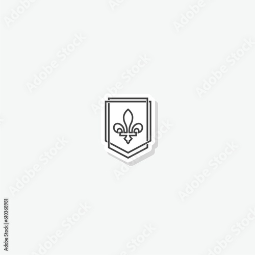 Fleur de lis line shield sticker icon