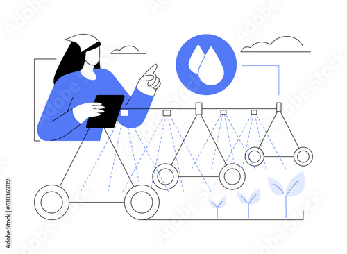 Center-pivot irrigation system abstract concept vector illustration.