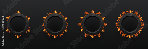 Game gui fantasy avatar banner frames with black and golden borders