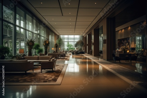 Splendid hotel lobby interior natural sunlight