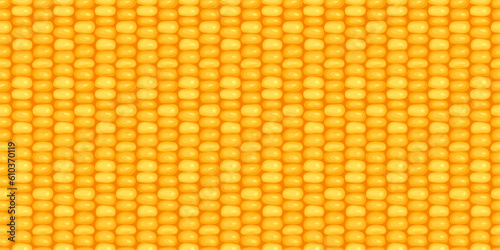 Corn kernels, seeds, grains, texture seamless pattern design. Fresh maize cob background, banner