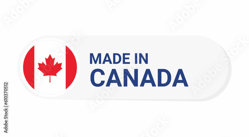 Icon made in Canada   isolated on white background.  vector illustration Canada flag. Canada Flag Button.