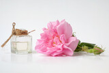 Rosa damascena. Damask rose. Oil-bearing rose. Bulgarian rose oil. Organic. Rose water.
