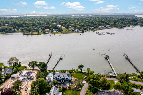 Aerial view of Great Neck, Kings point long island from plandome