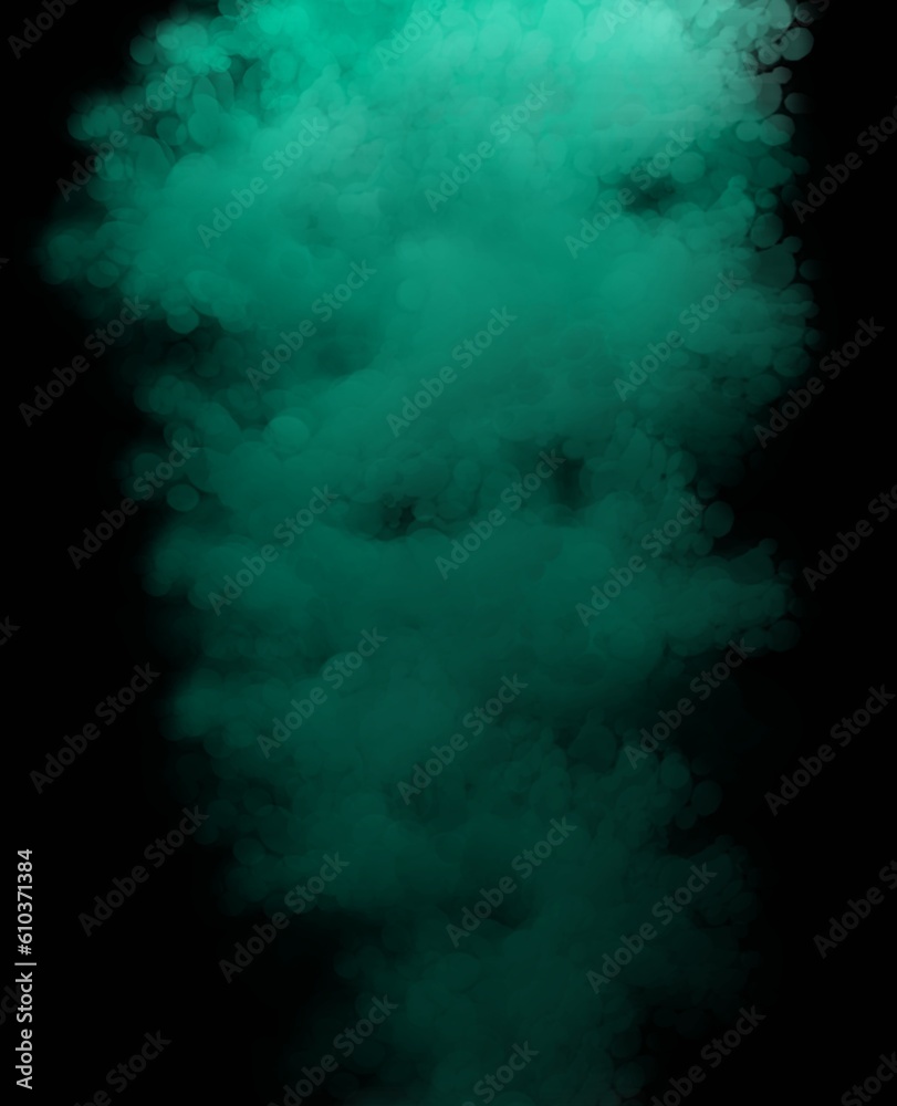 abstract smoke background in blue turquoise colors on black background