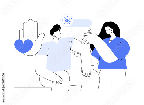 Clinical trial on volunteers abstract concept vector illustration.