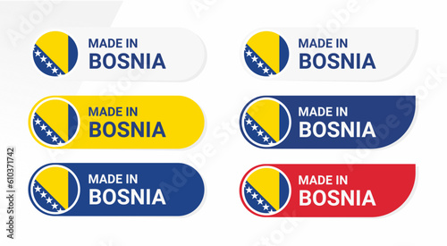 Icon made in Bosnia isolated on white background.  vector illustration Bosnia flag. Bosnia Button