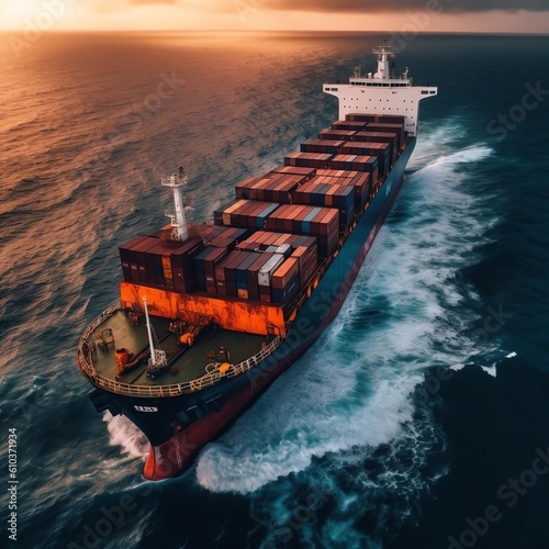 a cargo ship on the sea photo