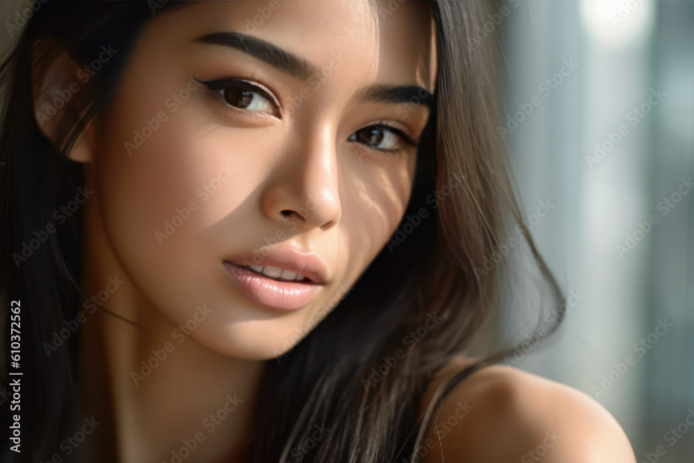 Young asian woman with beautiful skin, Generative AI Young asian woman with beautiful skin, Generative AI