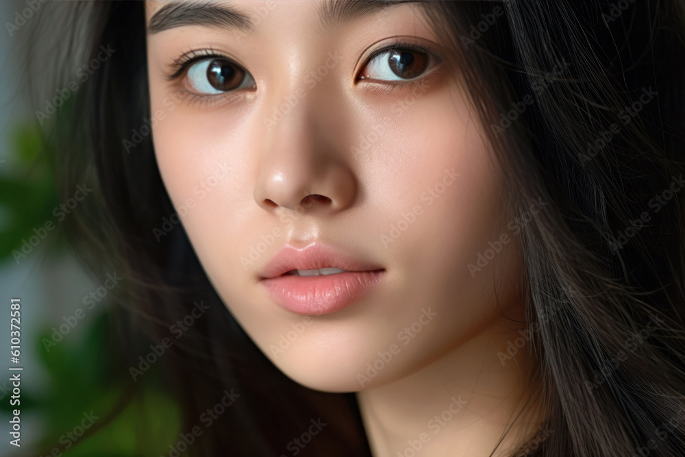 Young asian woman with beautiful skin, Generative AI Young asian woman with beautiful skin, Generative AI