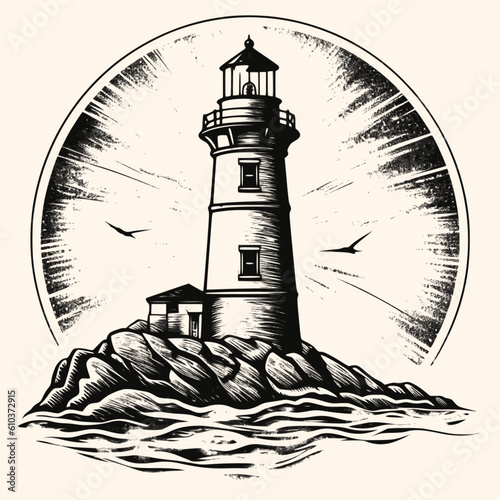 Lighthouse logo formed with simple and modern shape, drawing elegant minimalist style