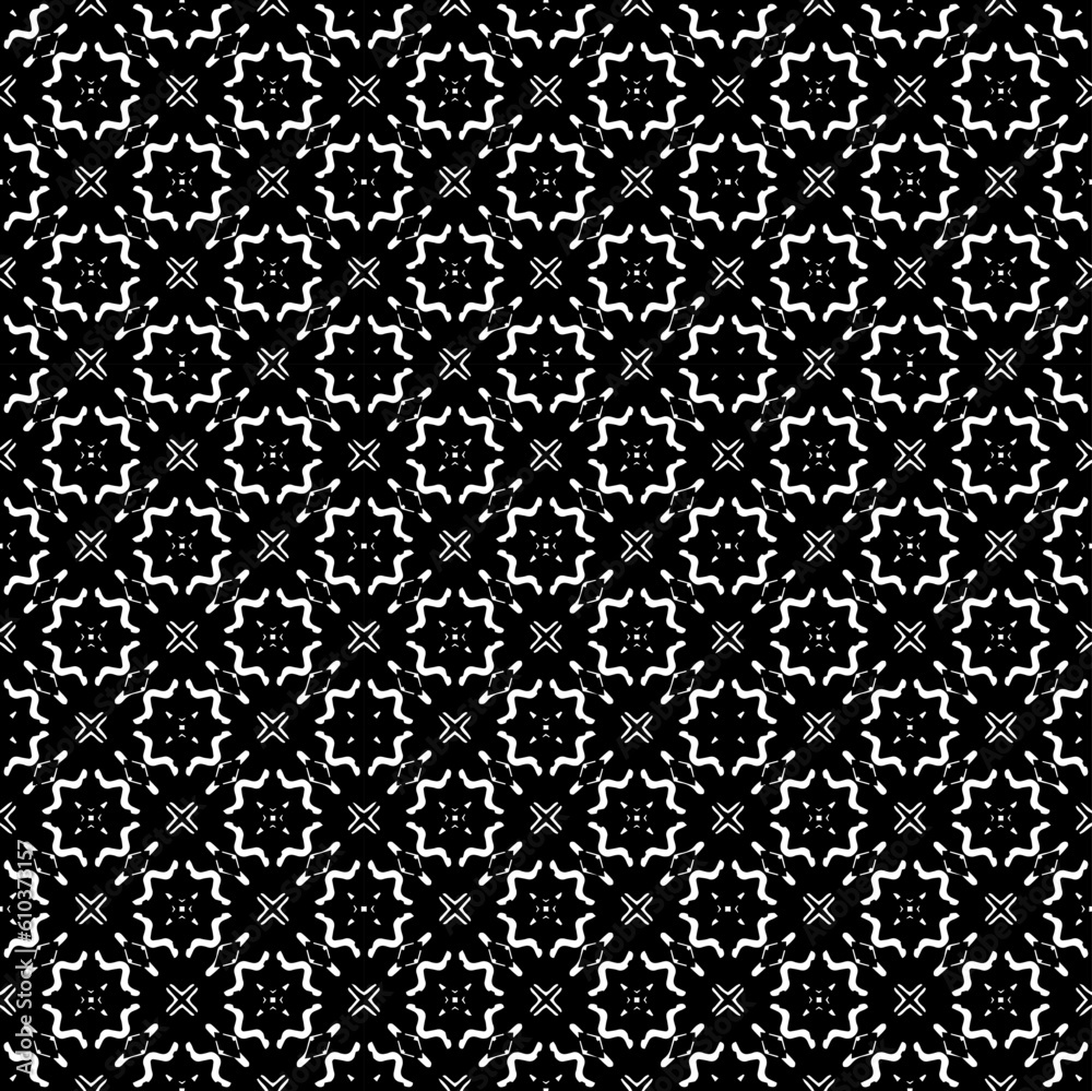 Black and white seamless pattern texture. Greyscale ornamental graphic design. Mosaic ornaments. Pattern template. Vector illustration. EPS10. Black and white seamless pattern texture. Greyscale ornamental graphic design. Mosaic ornaments. Pattern template. Vector illustration. EPS10.