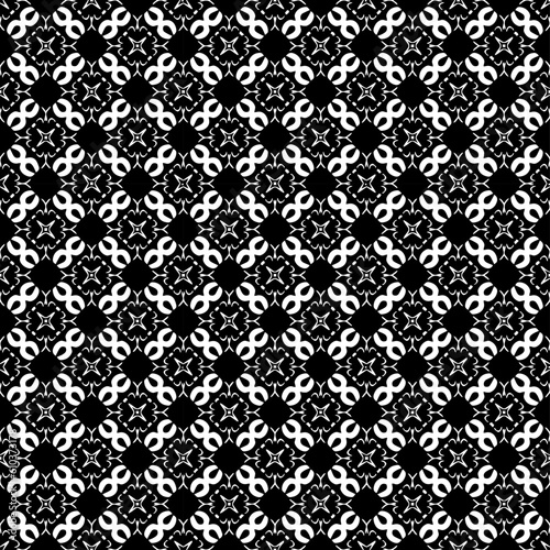 Black and white seamless pattern texture. Greyscale ornamental graphic design. Mosaic ornaments. Pattern template. Vector illustration. EPS10.